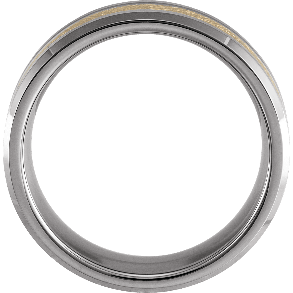 Cosmic Forge – Gold Meteorite Inlay Tungsten Band