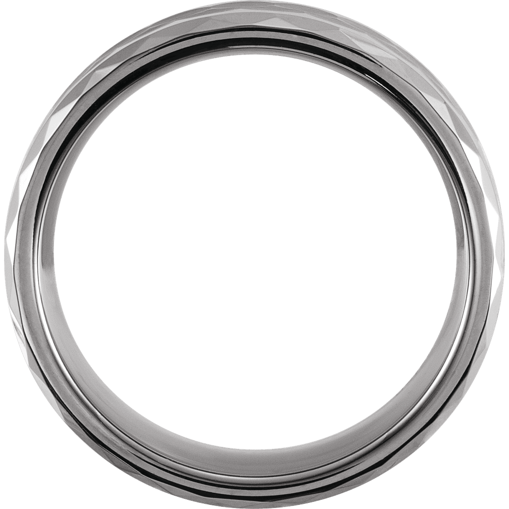 Obsidian Matrix – Geometric Faceted Tungsten Band