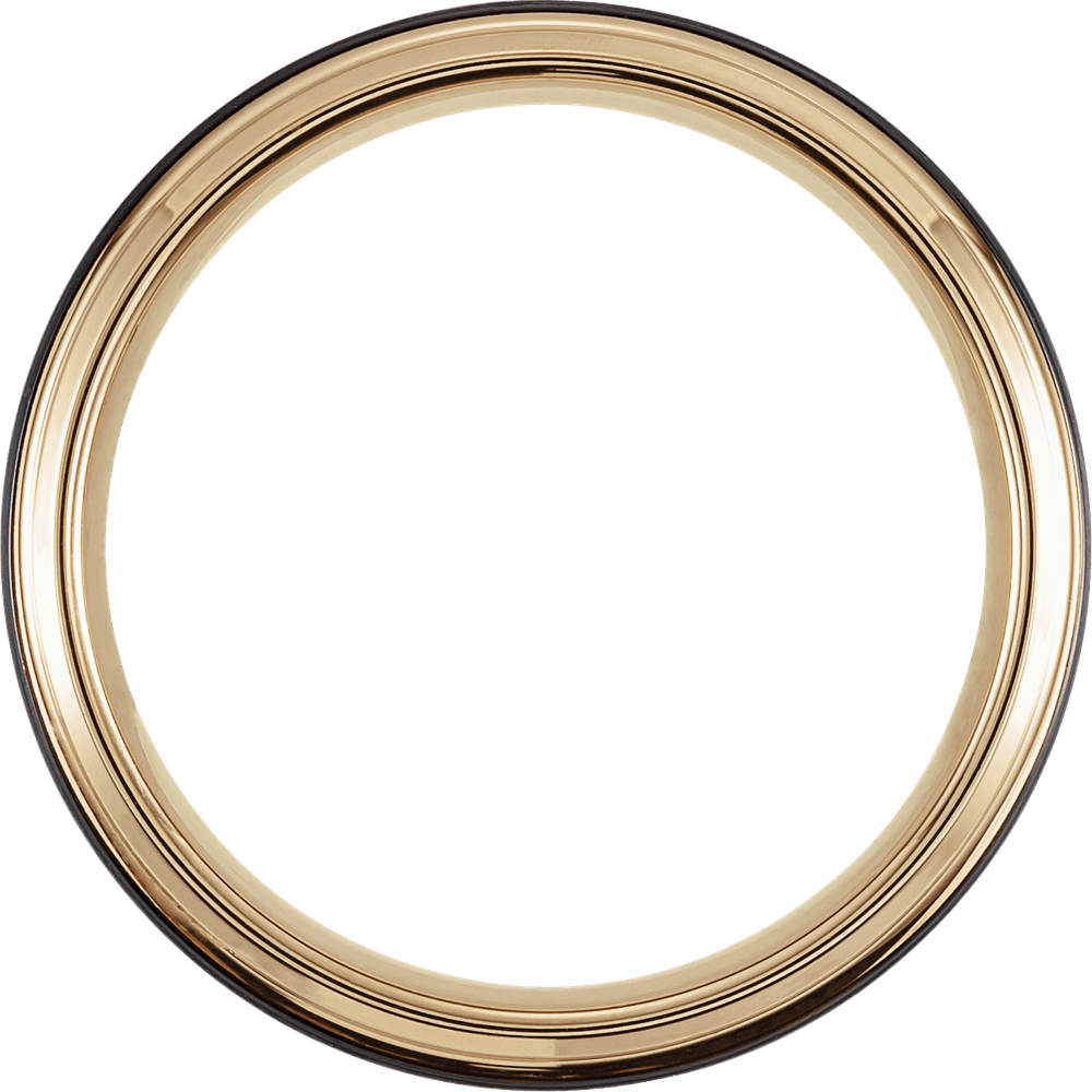 Dual Forge – 18K Yellow Gold & Black Tungsten Stepped-Edge Band (6mm)