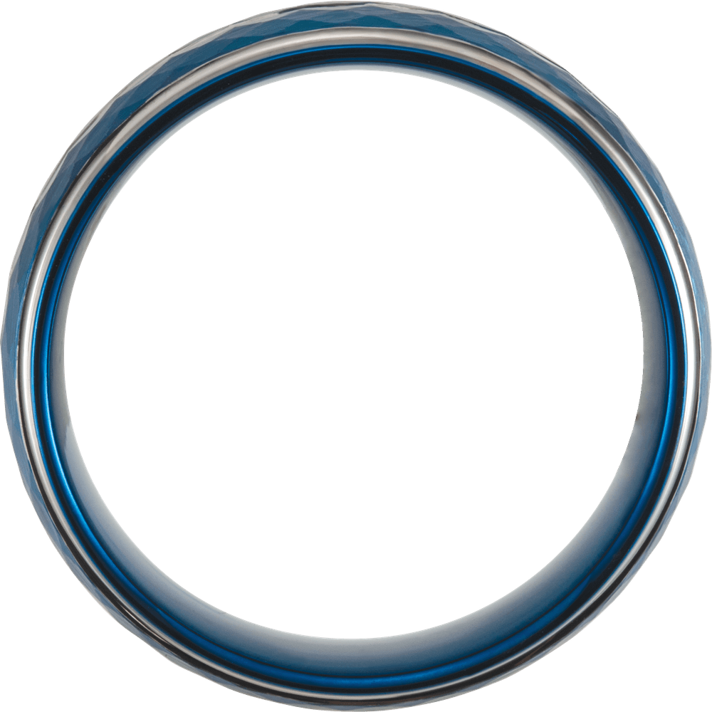 The Horizon – Blue Tungsten Stepped-Edge Grooved Band (8mm)