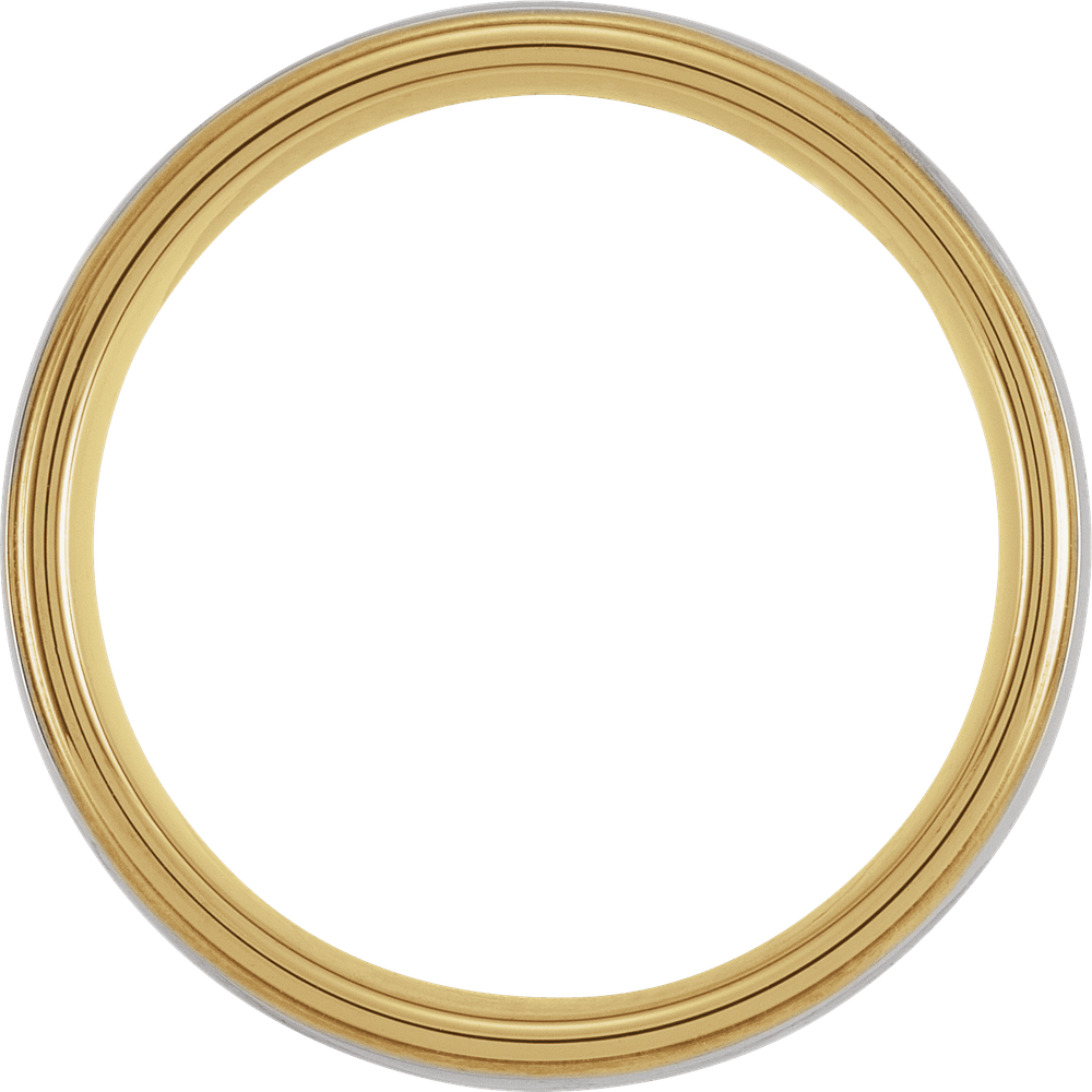 The Solstice – Tungsten & 18K Yellow Gold Inlay Stepped-Edge Band (6mm)