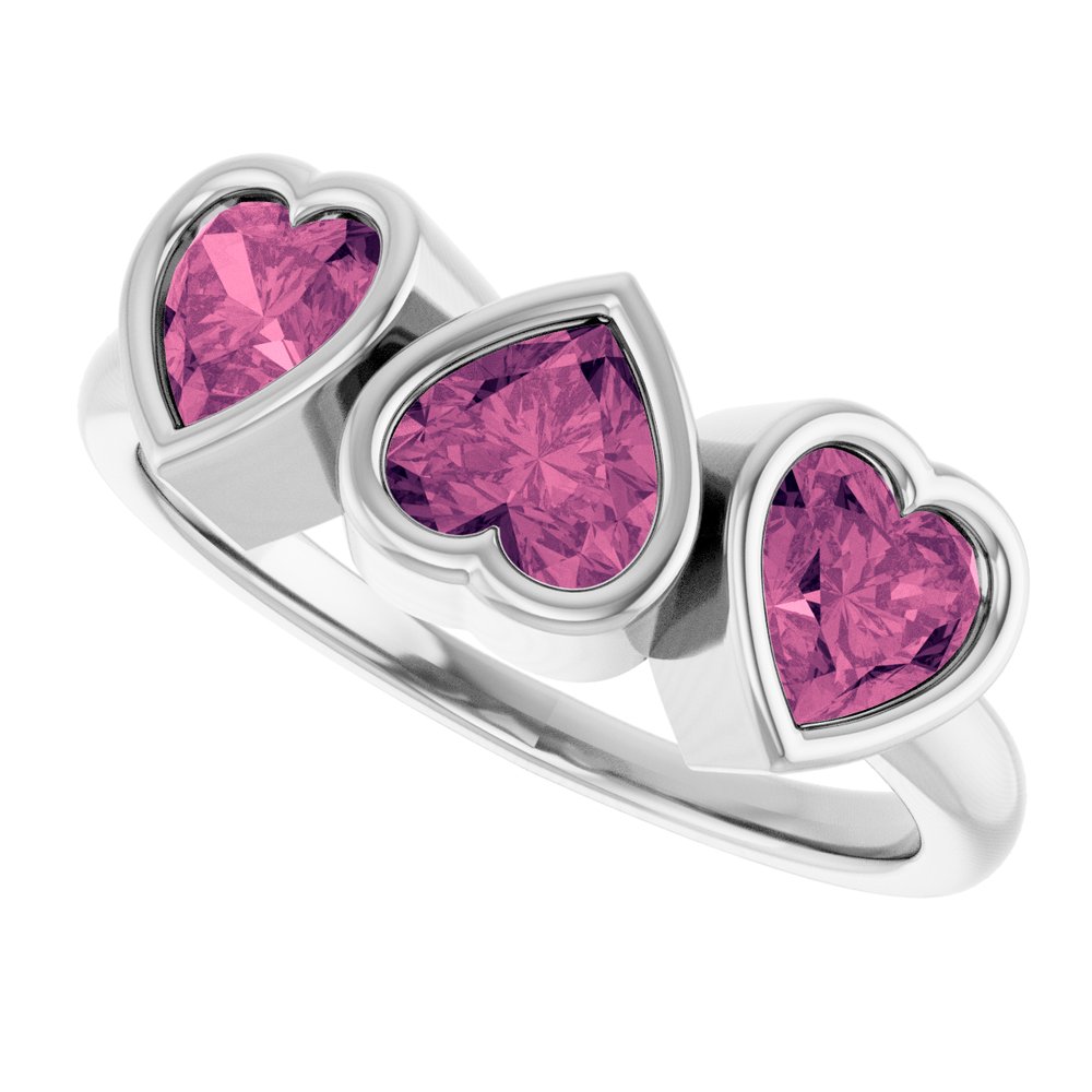 Three-Stone Heart Ring