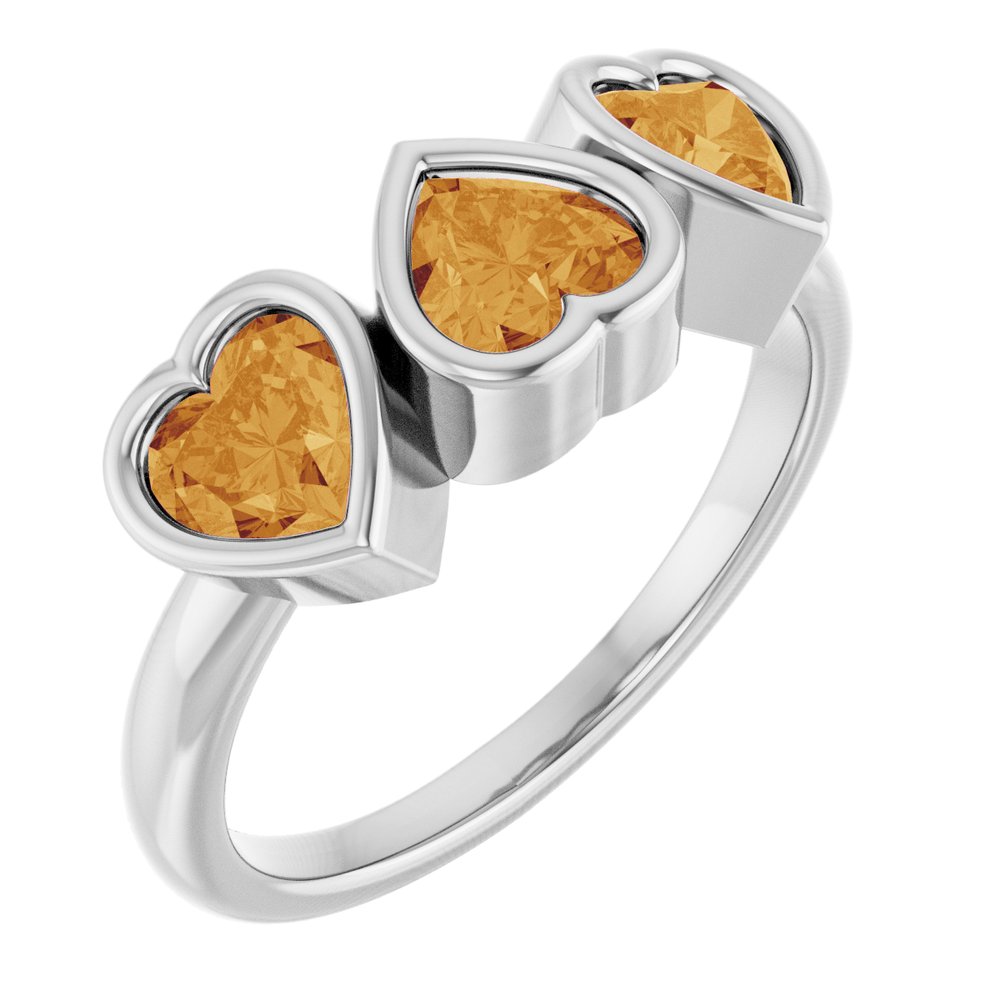 Three-Stone Heart Ring