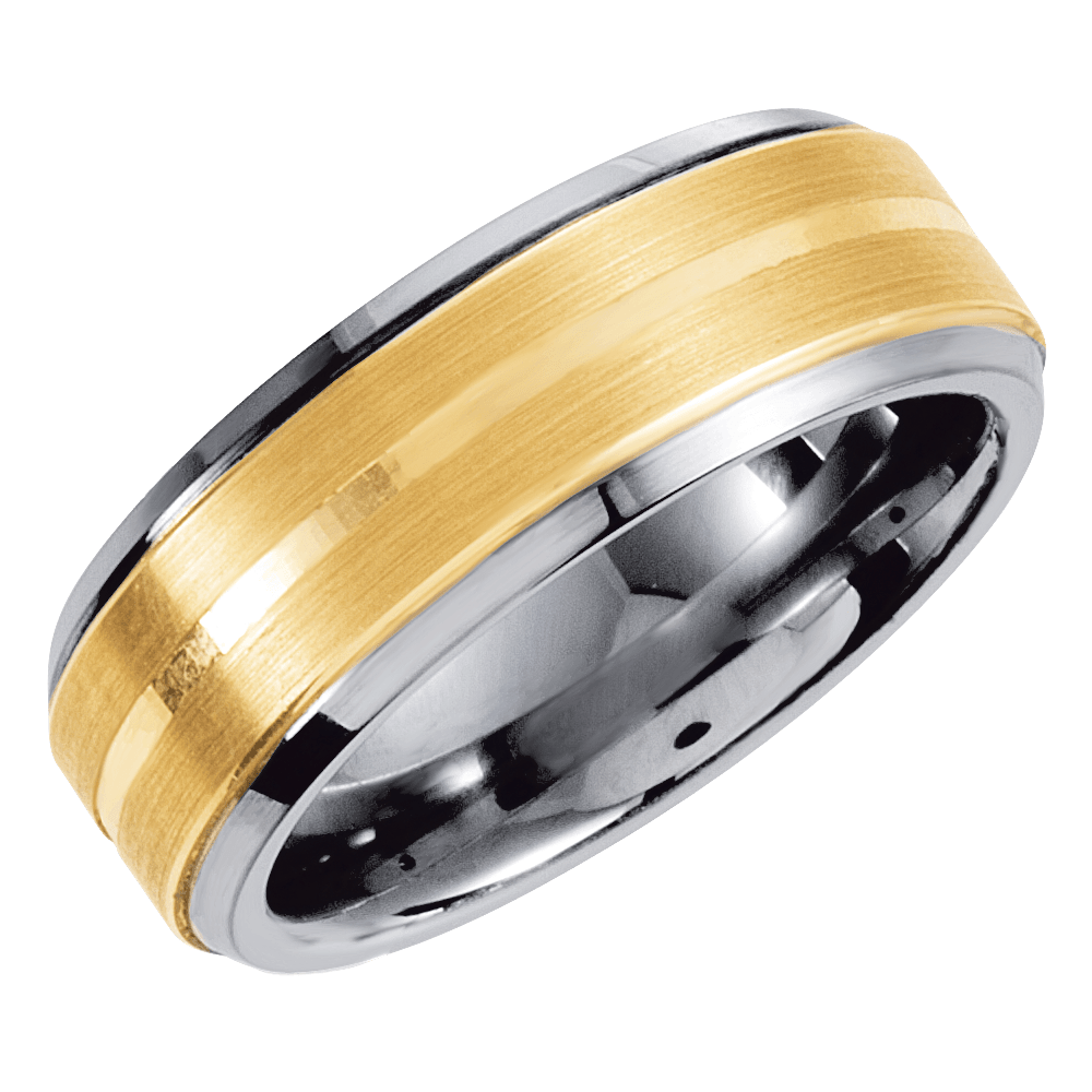 Solar Edge – Tungsten & 10K Yellow Gold Inlay Band