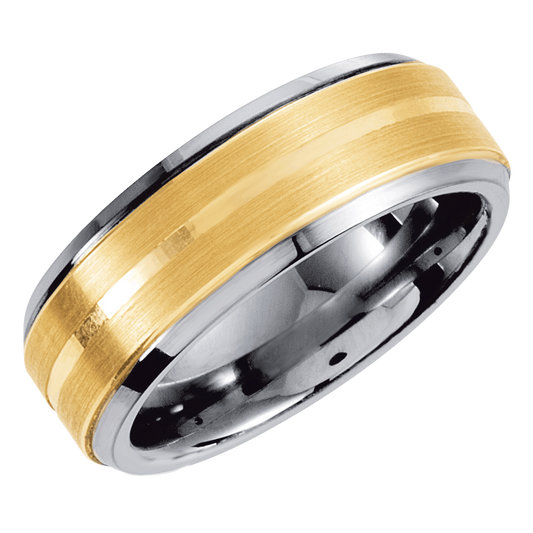 Solar Edge – Tungsten & 10K Yellow Gold Inlay Band