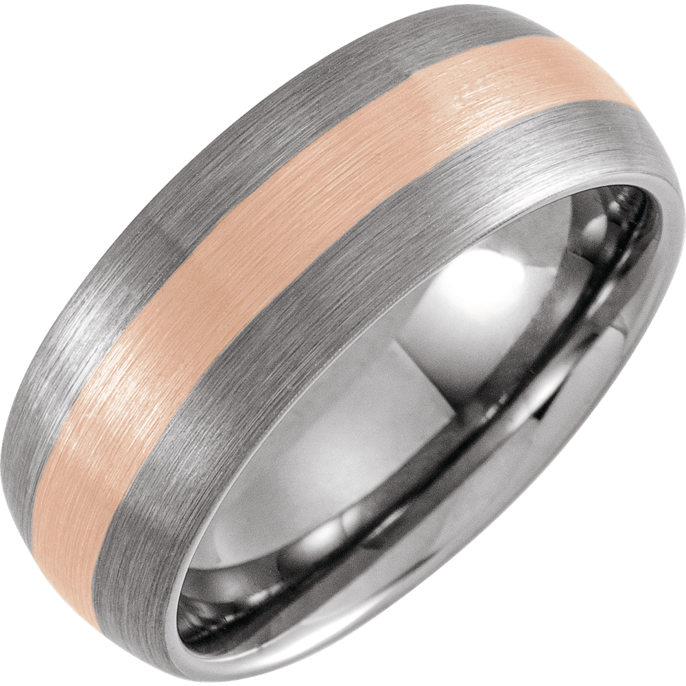 Eternal Ember – 18K Rose Gold Tungsten Band