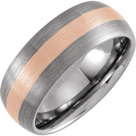 Eternal Ember – 18K Rose Gold Tungsten Band