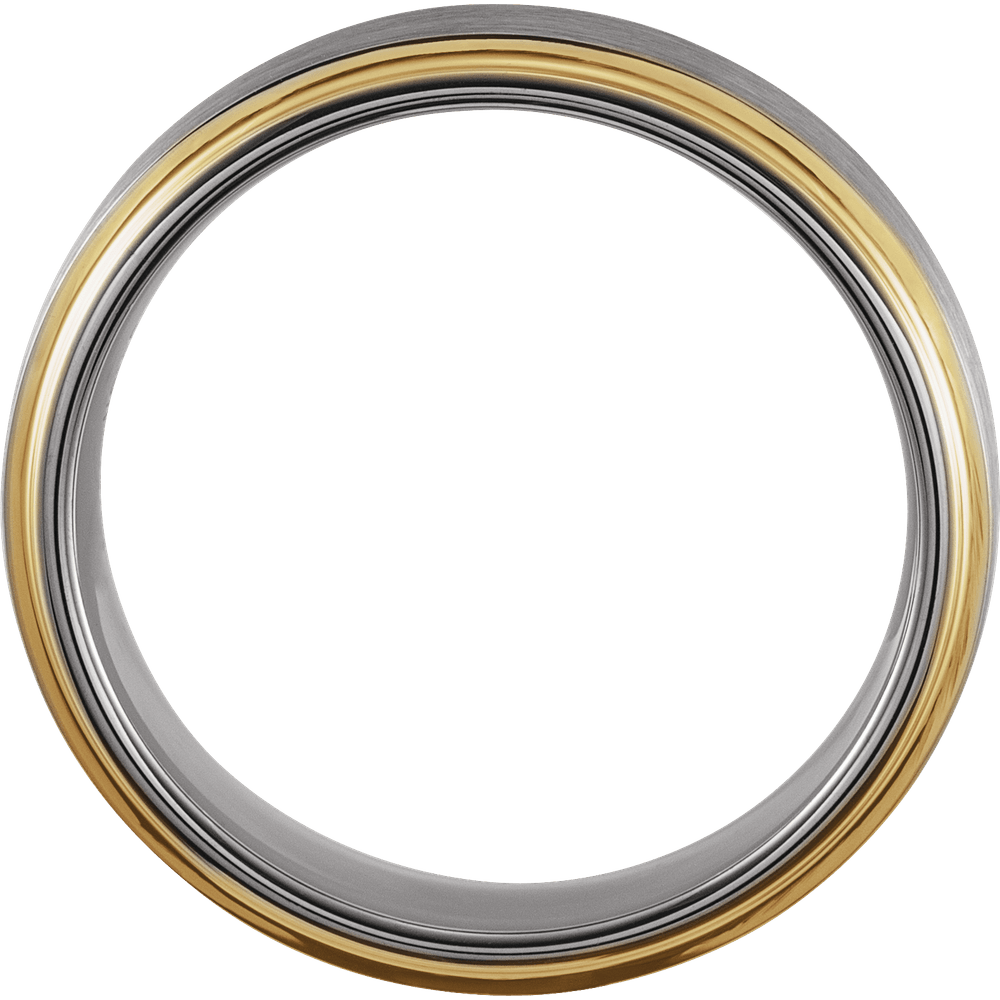 The Radiant – 18K Yellow Gold Tungsten Stepped-Edge Band (5mm)