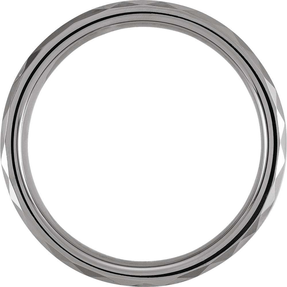 Titan Edge – Faceted Tungsten Beveled Band