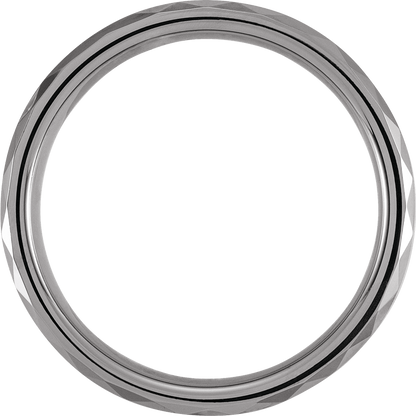Titan Edge – Faceted Tungsten Beveled Band