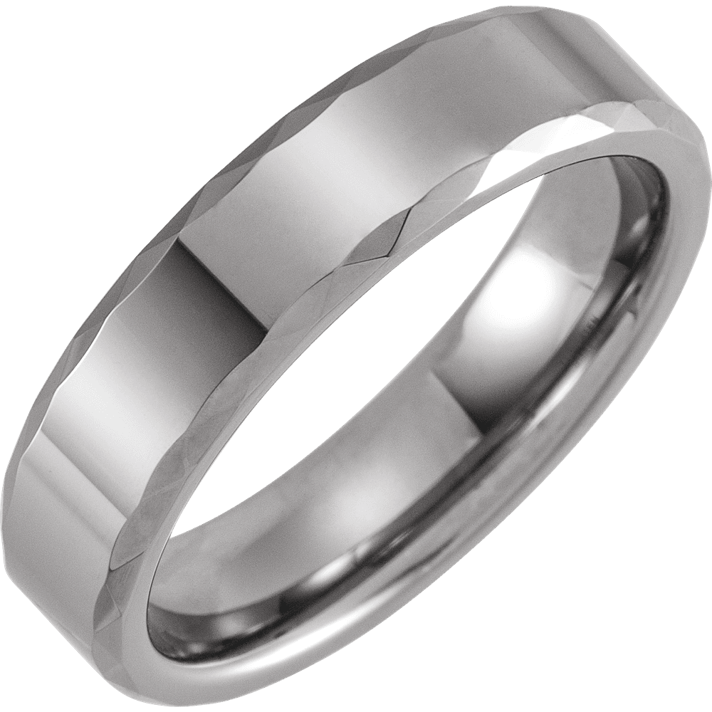 Titan Edge – Faceted Tungsten Beveled Band