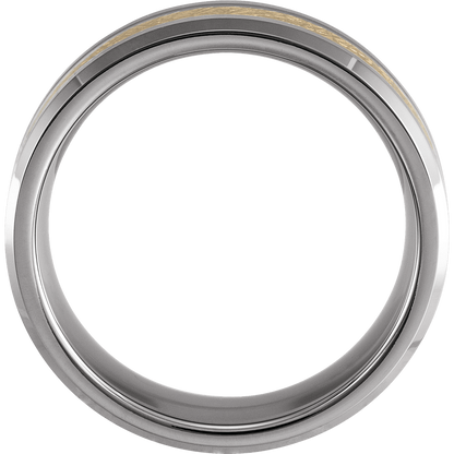 Cosmic Forge – Gold Meteorite Inlay Tungsten Band