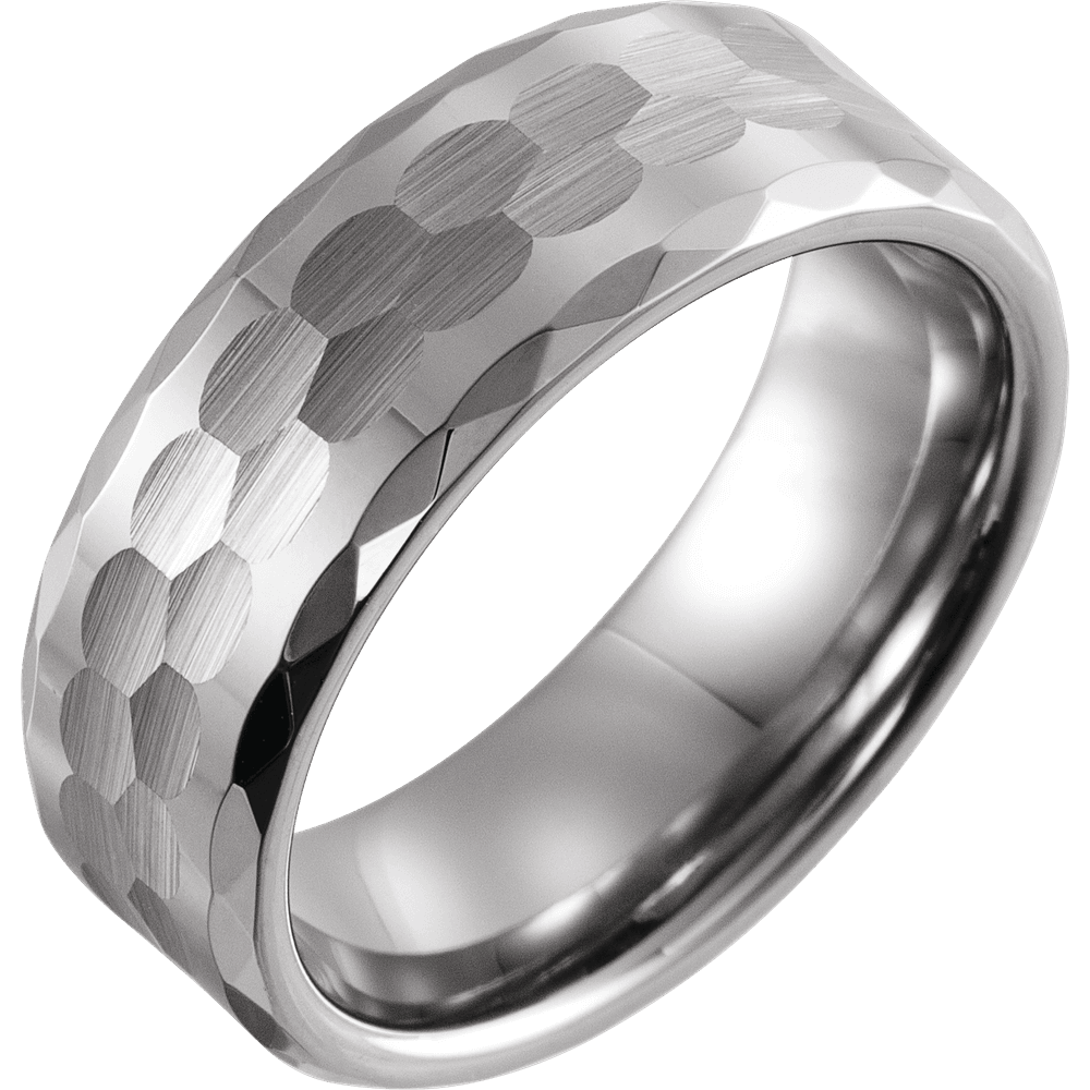 Obsidian Matrix – Geometric Faceted Tungsten Band