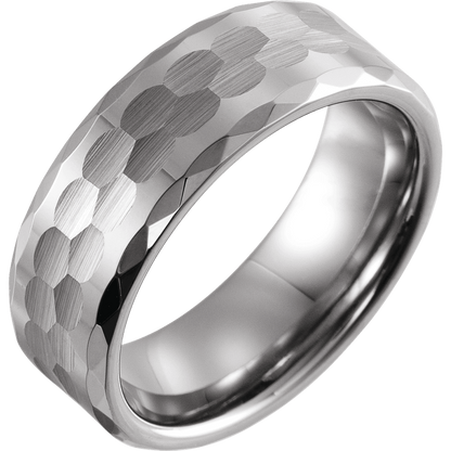 Obsidian Matrix – Geometric Faceted Tungsten Band