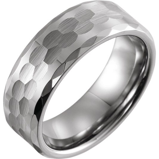 Obsidian Matrix – Geometric Faceted Tungsten Band