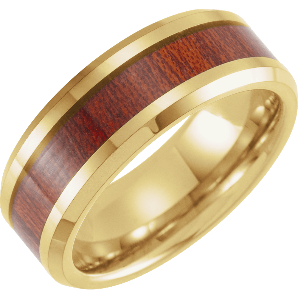 Golden Timber – Tungsten & Walnut Wood Inlay Band