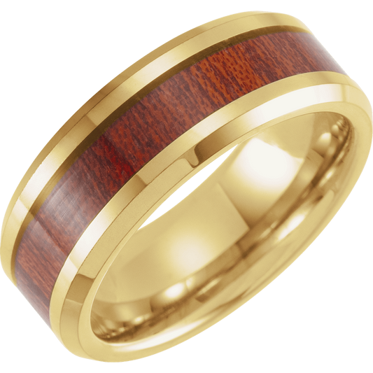 Golden Timber – Tungsten & Walnut Wood Inlay Band