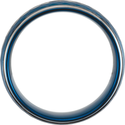 The Horizon – Blue Tungsten Stepped-Edge Grooved Band (8mm)
