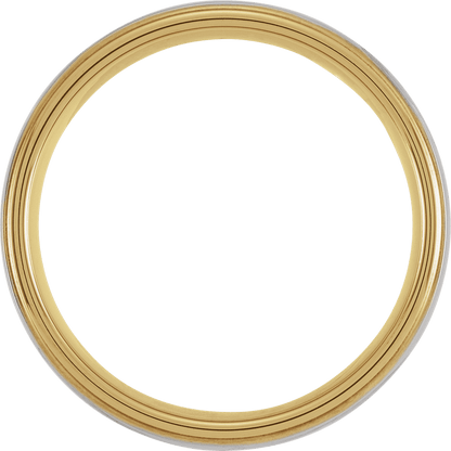 The Solstice – Tungsten & 18K Yellow Gold Inlay Stepped-Edge Band (6mm)