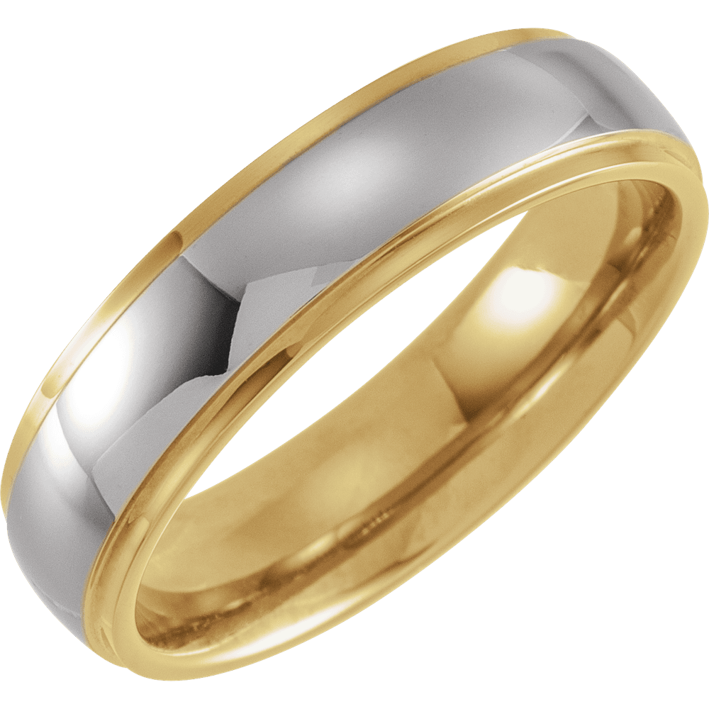 The Solstice – Tungsten & 18K Yellow Gold Inlay Stepped-Edge Band (6mm)