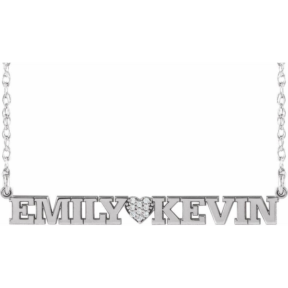 Natural Diamond Couples Name Necklace