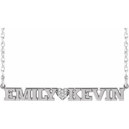 Natural Diamond Couples Name Necklace