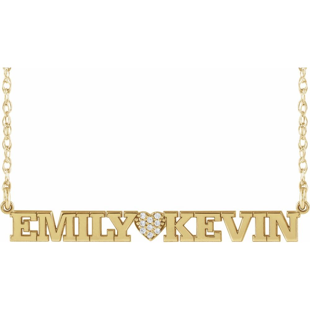 Natural Diamond Couples Name Necklace