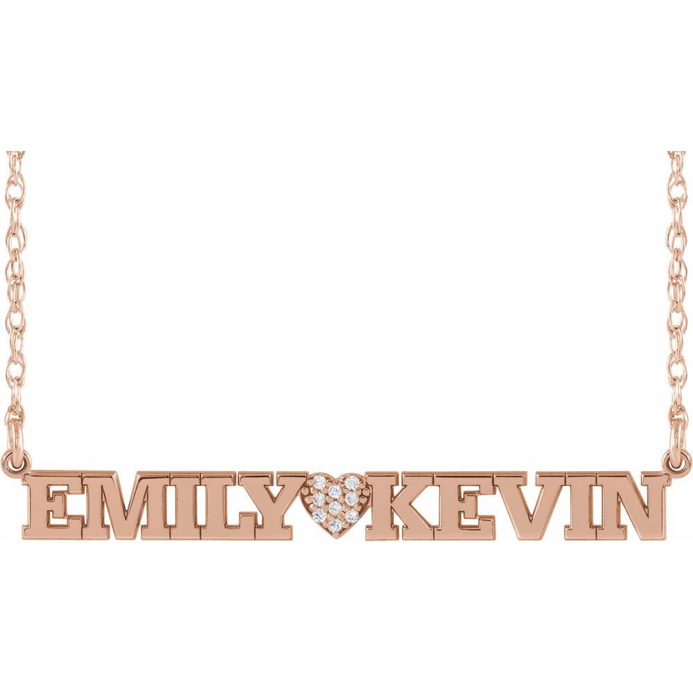 Natural Diamond Couples Name Necklace