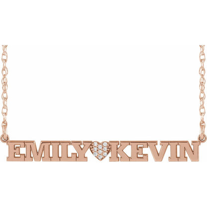 Natural Diamond Couples Name Necklace