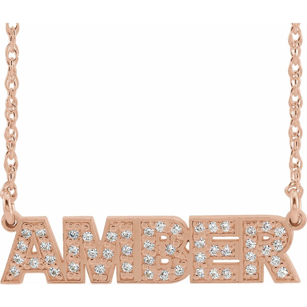 Natural Diamond Single Name Nameplate Necklace