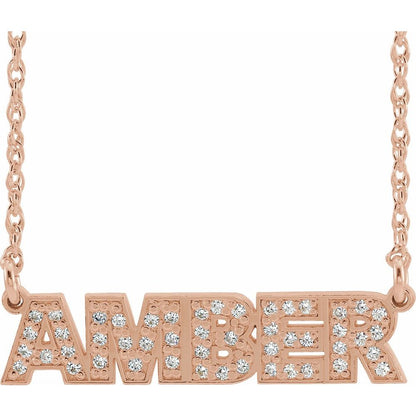 Natural Diamond Single Name Nameplate Necklace