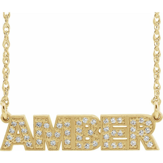 Natural Diamond Single Name Nameplate Necklace