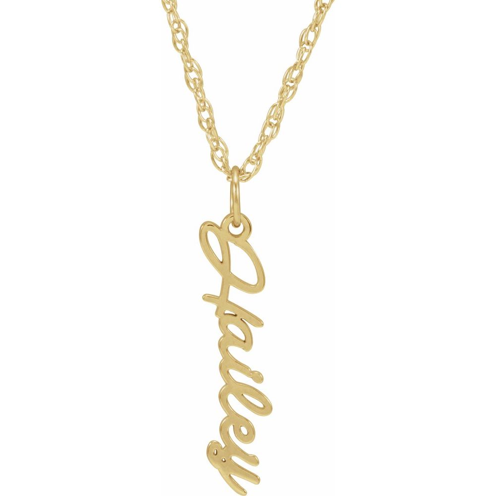Vertical Script Nameplate Necklace