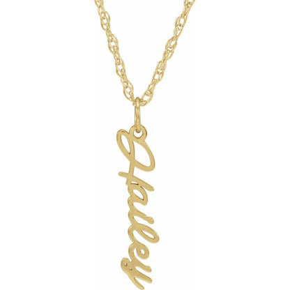 Vertical Script Nameplate Necklace