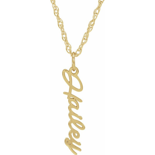 Vertical Script Nameplate Necklace