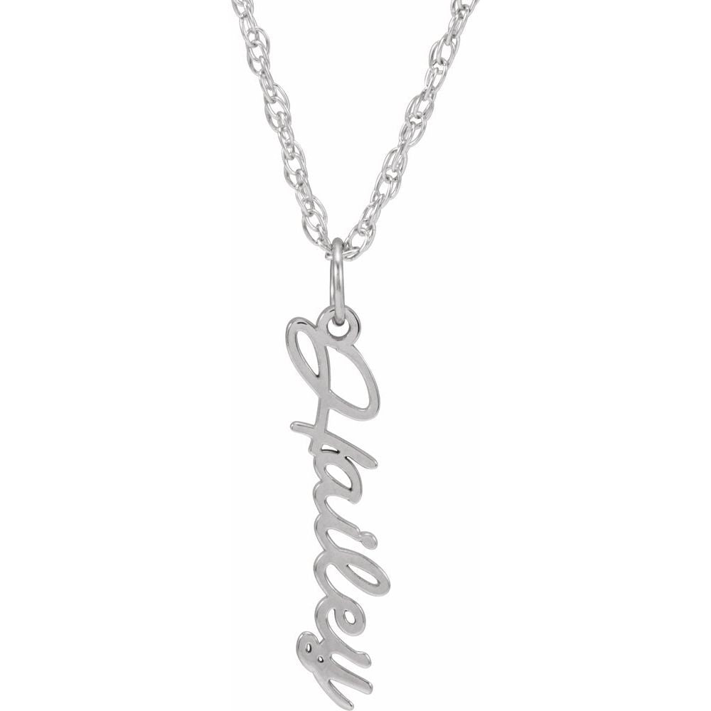 Vertical Script Nameplate Necklace