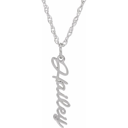 Vertical Script Nameplate Necklace