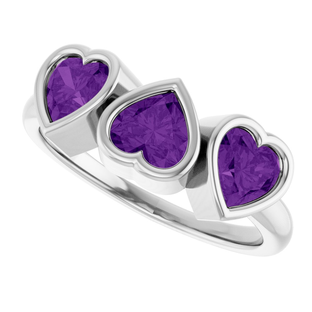 Three-Stone Heart Ring