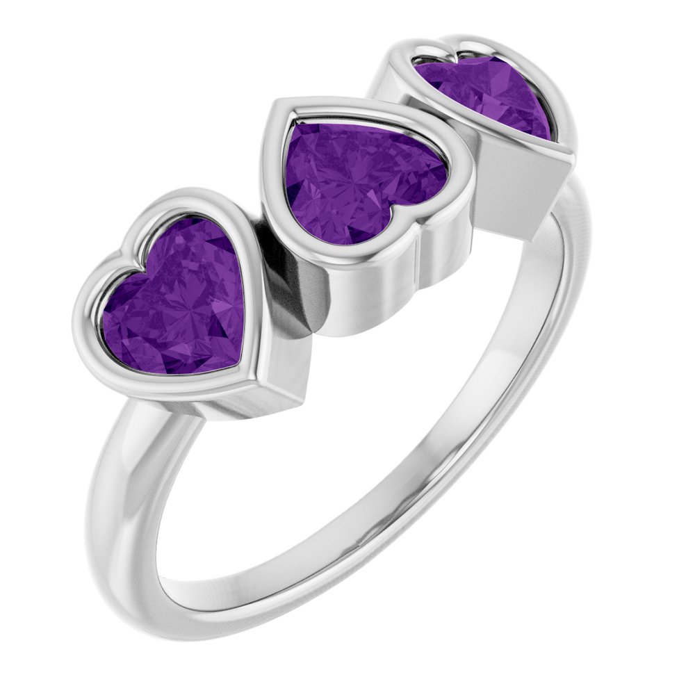 Three-Stone Heart Ring