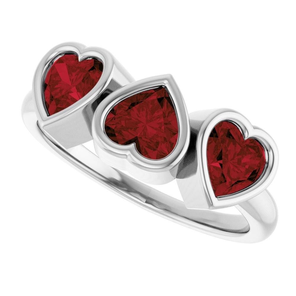 Three-Stone Heart Ring