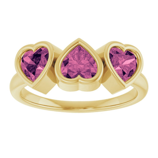 Three-Stone Heart Ring