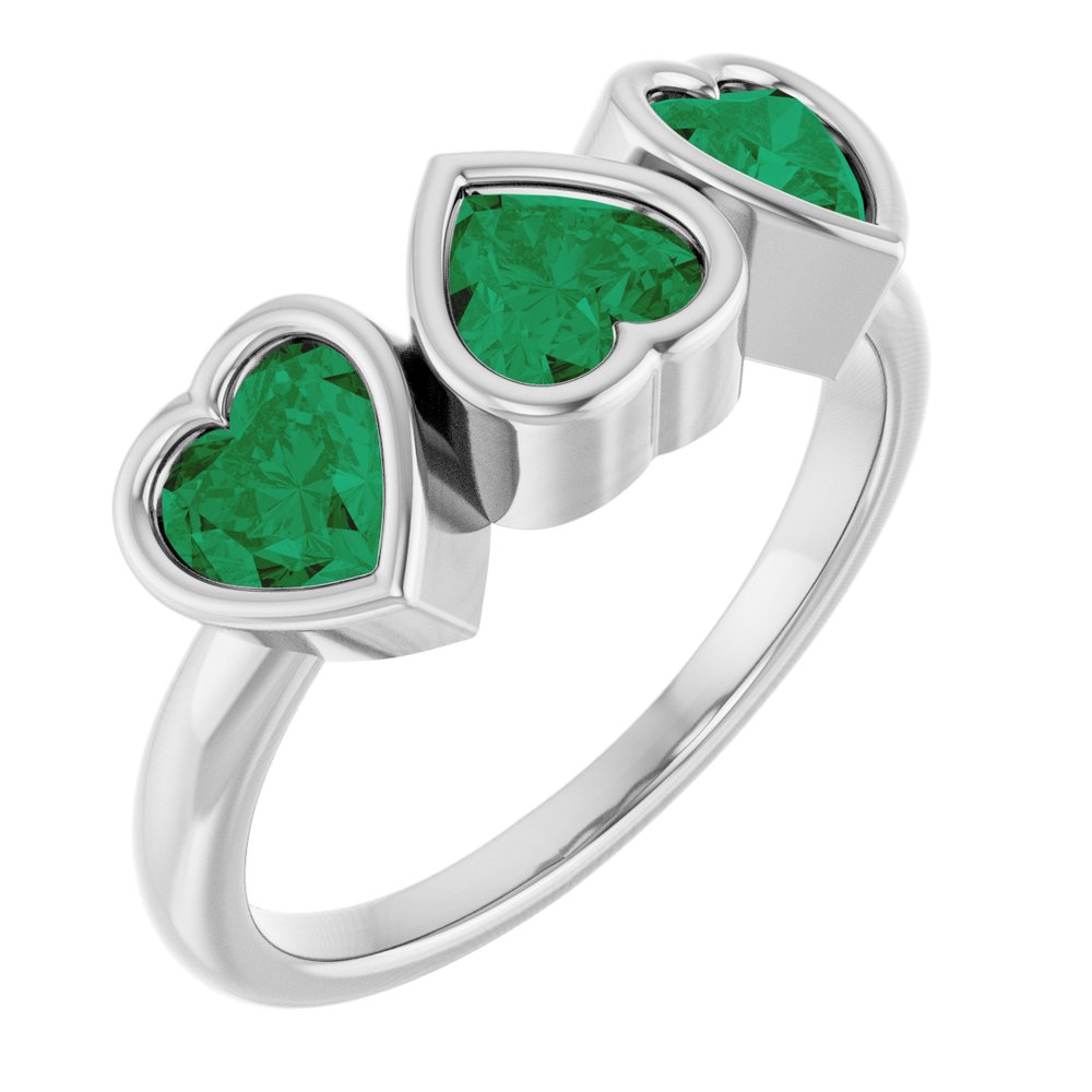 Three-Stone Heart Ring