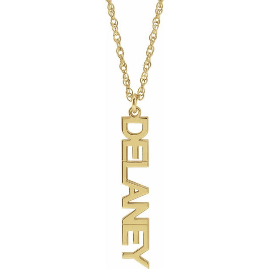 Vertical Block Single Name 18" Necklace