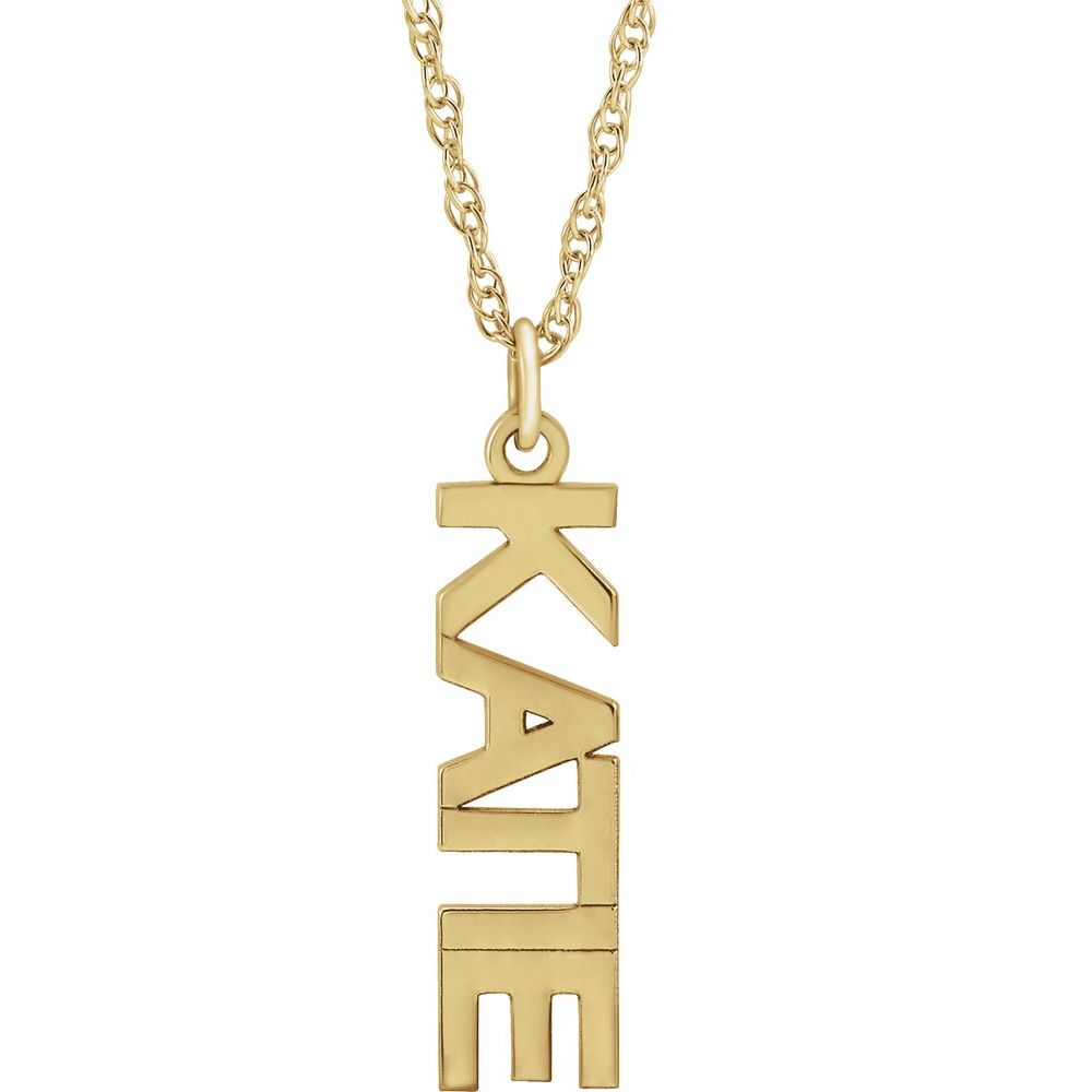 Vertical Block Single Name 18" Necklace