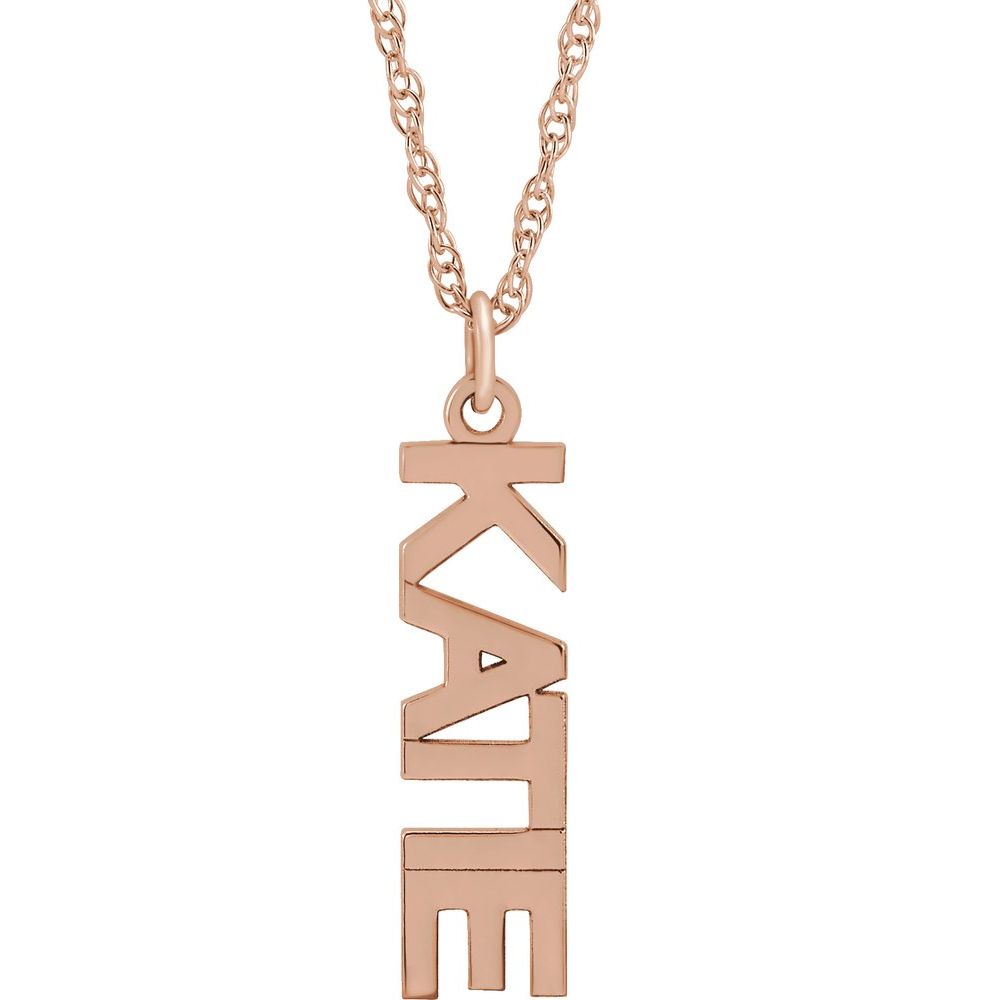 Vertical Block Single Name 18" Necklace
