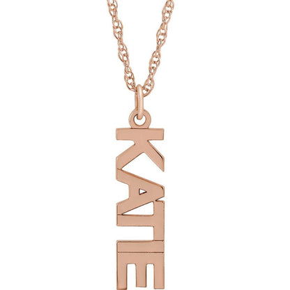 Vertical Block Single Name 18" Necklace