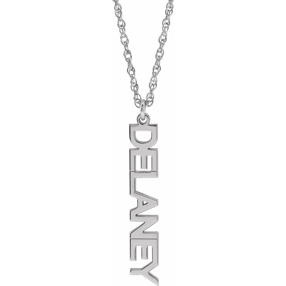 Vertical Block Single Name 18" Necklace