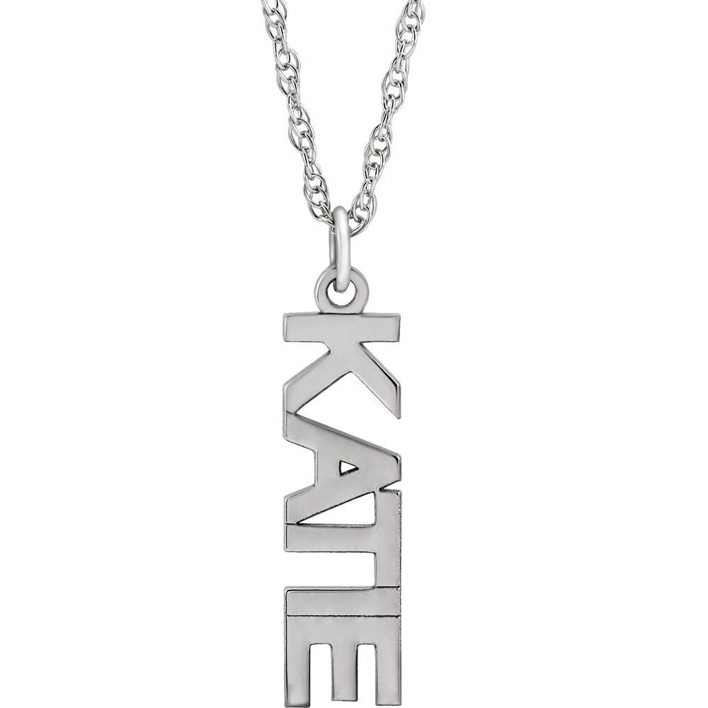 Vertical Block Single Name 18" Necklace