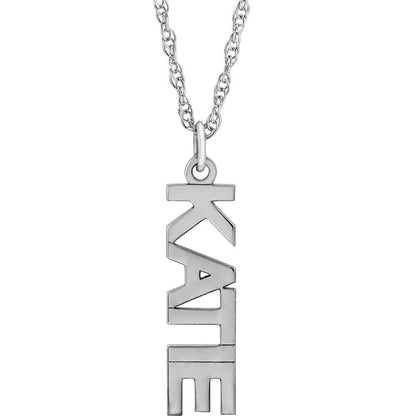 Vertical Block Single Name 18" Necklace
