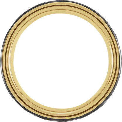 Golden Obsidian – Black & 18K Gold Grooved Tungsten Band